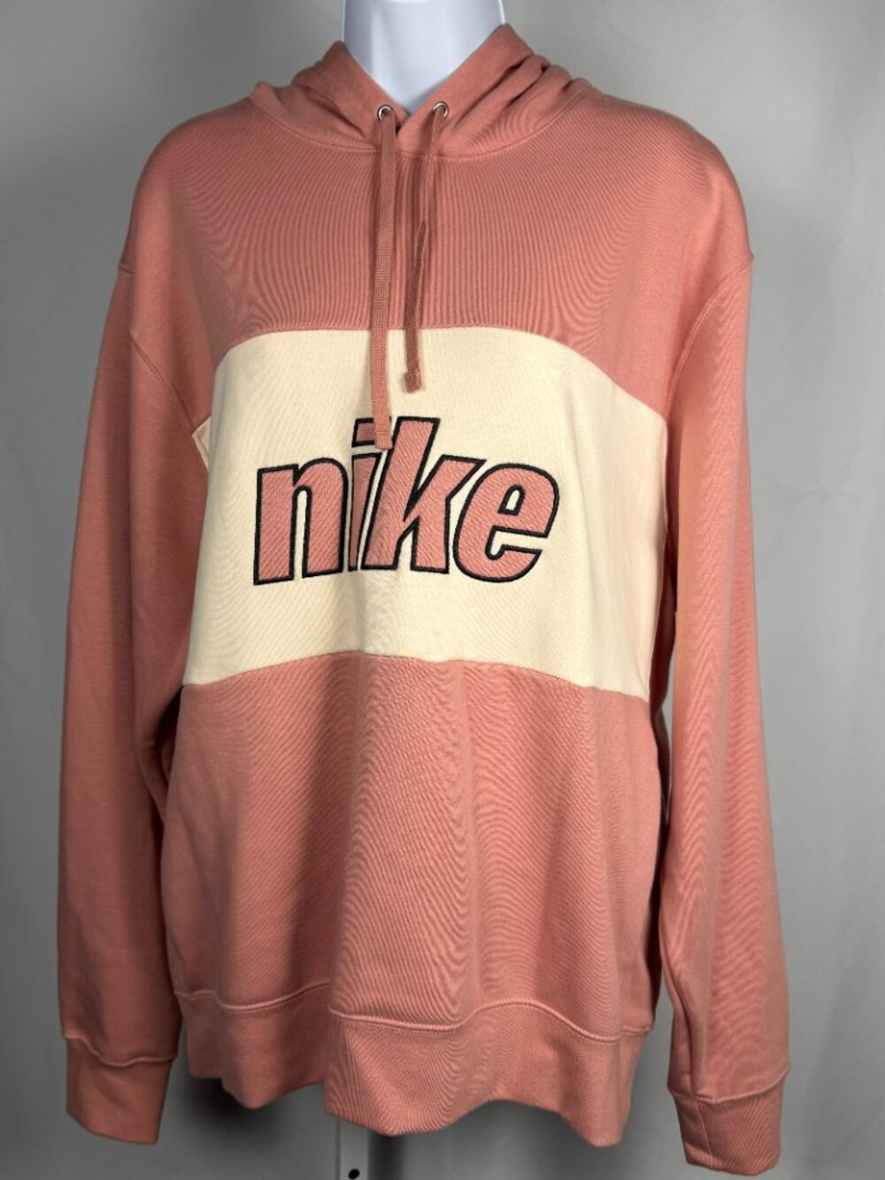 Nike L Dusty Rose/White Stripe Pullover Hoodie